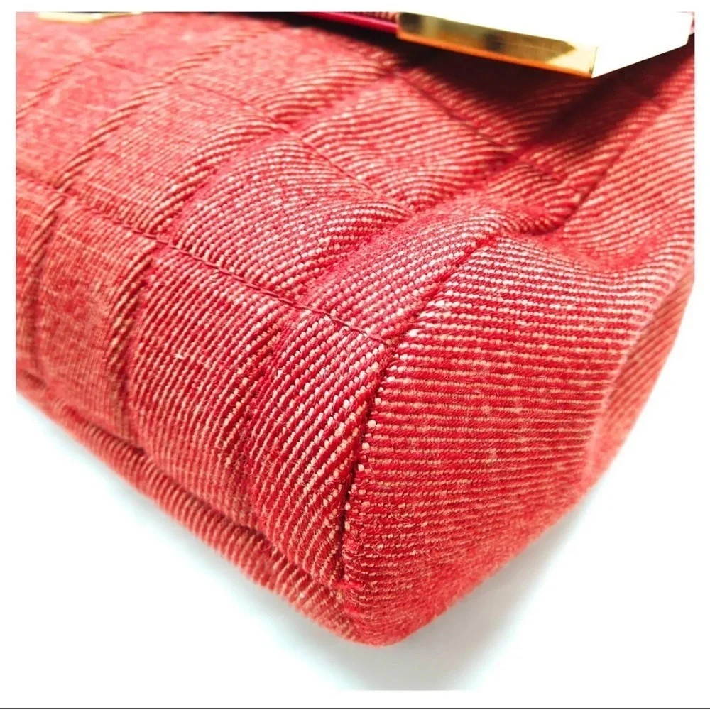 Chanel Shoulder Bag Chocolate bar Reds Canvas